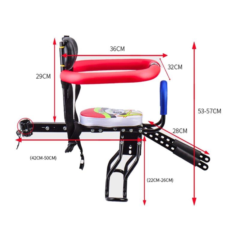 Vélo électrique remorque enfant vélo chaise Babys enfants sécurité libération selle siège avec accoudoir garde barre pédale vélo siège
