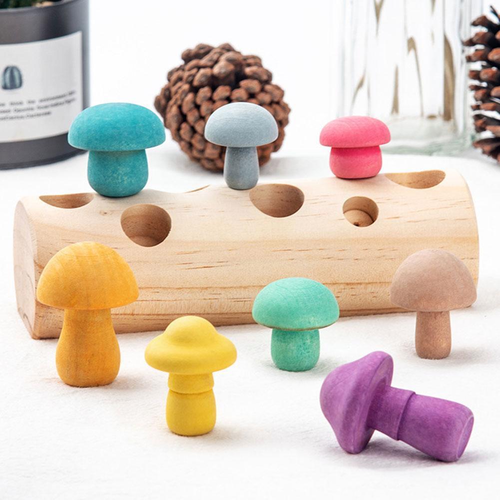 Pilzsammelspiel-simulationsspielzeug aus holz, pilze zur frühen konzentrationsförderung, bausteinspielzeug für babys,  u5 stunden 2