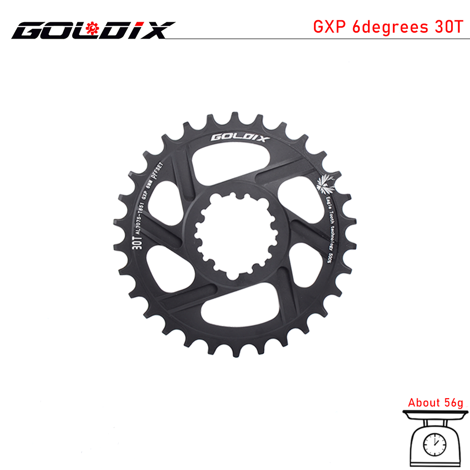 GOLDIX MTB GXP Bicycle Chainring Narrow Wide Mountain Bike Chainwheel 30T 32T 34T 36T 38T For SRAM GXP XX1 X9 XO X01 gx Eagle NX: 6 degree 30T