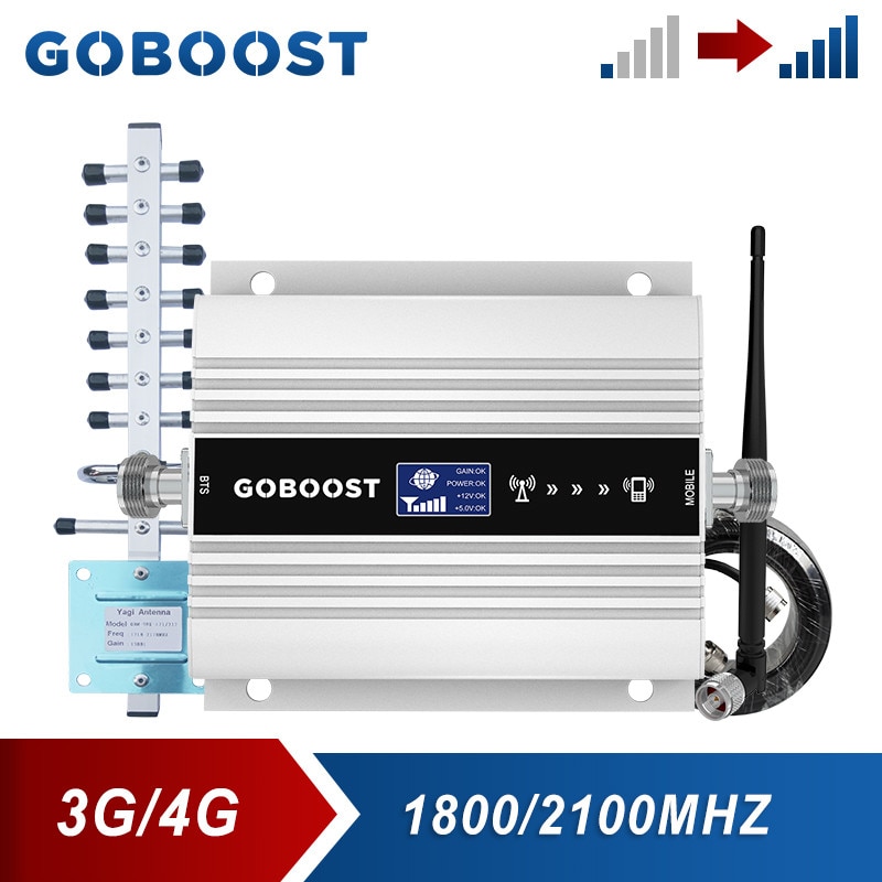 GOBOOST DCS 1800 B3 4g wzmacniacz sygnału telefonu komórkowego wzmacniacz przekaźnik 3g WCDNA 2100 Mhz B1 wzmacniacz Yagi antena biczowa z 10 metr kabla