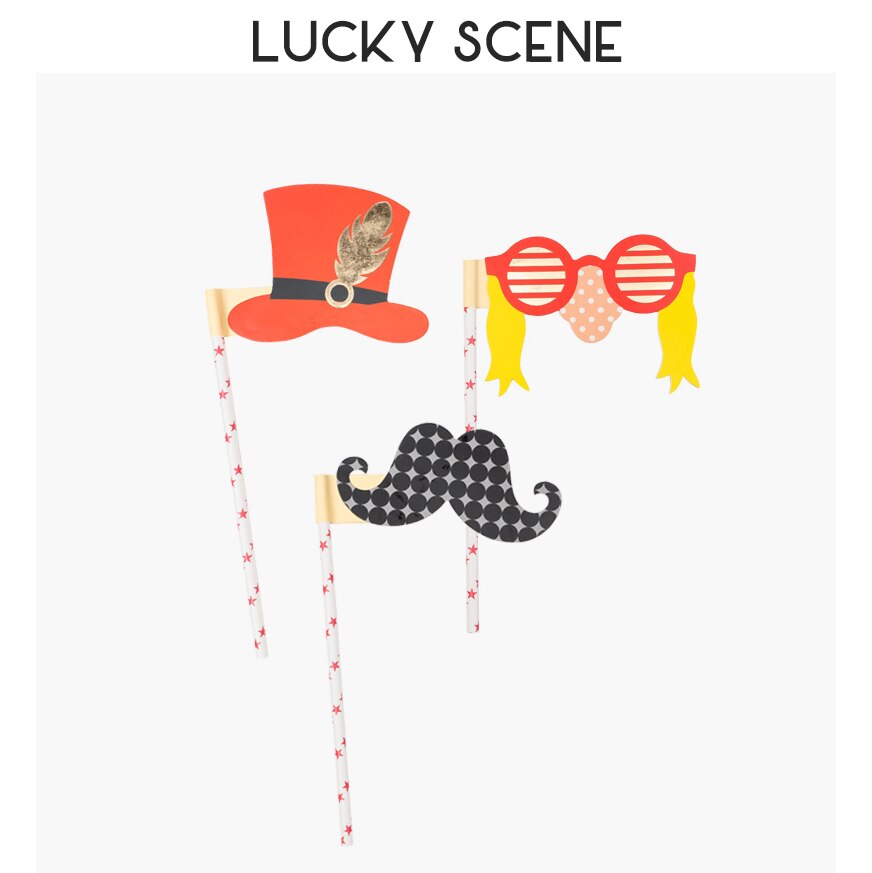 Fun Mask Sets Photo Props Holding Card for Masked Ball, Costume accessories S00719: Mr. Red Top hat