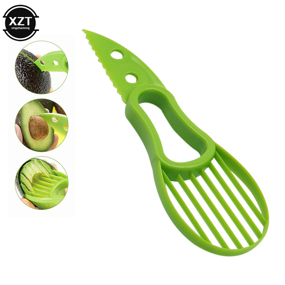 3 In 1 Avocado Cutter Plastic Mes Dunschiller Pitaya Kiwi Berry Fruit Avocado Slicer Pulp Flesh Separator Keukengereedschap