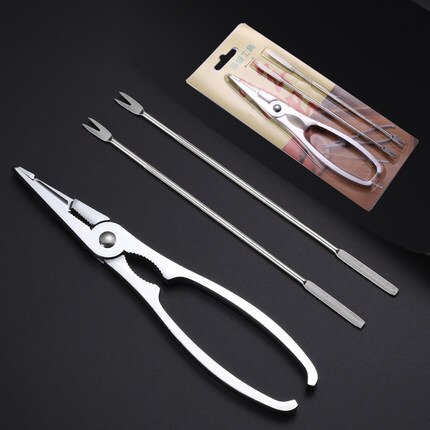 XMT-HOME Seafood tool crab cracker scissors fork shrimp peeler seafood set kitchen gadgets 1set: 3pcs A