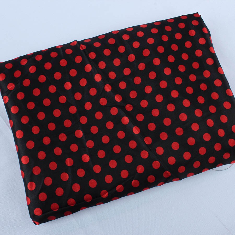 10mm polka dot printed Satin fabric Dress Linings Making 150cm wide by meter: Black (background)