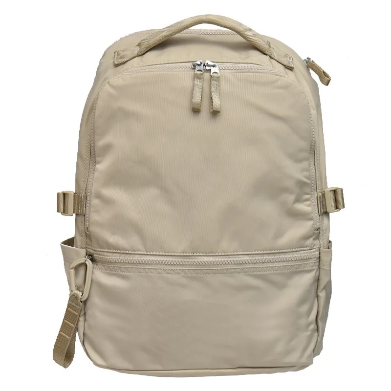 Travel Backpack for Junior And High School Students Multi-Functional Double Shoulder Bag Business Computer Bag Nylon Material: Beige