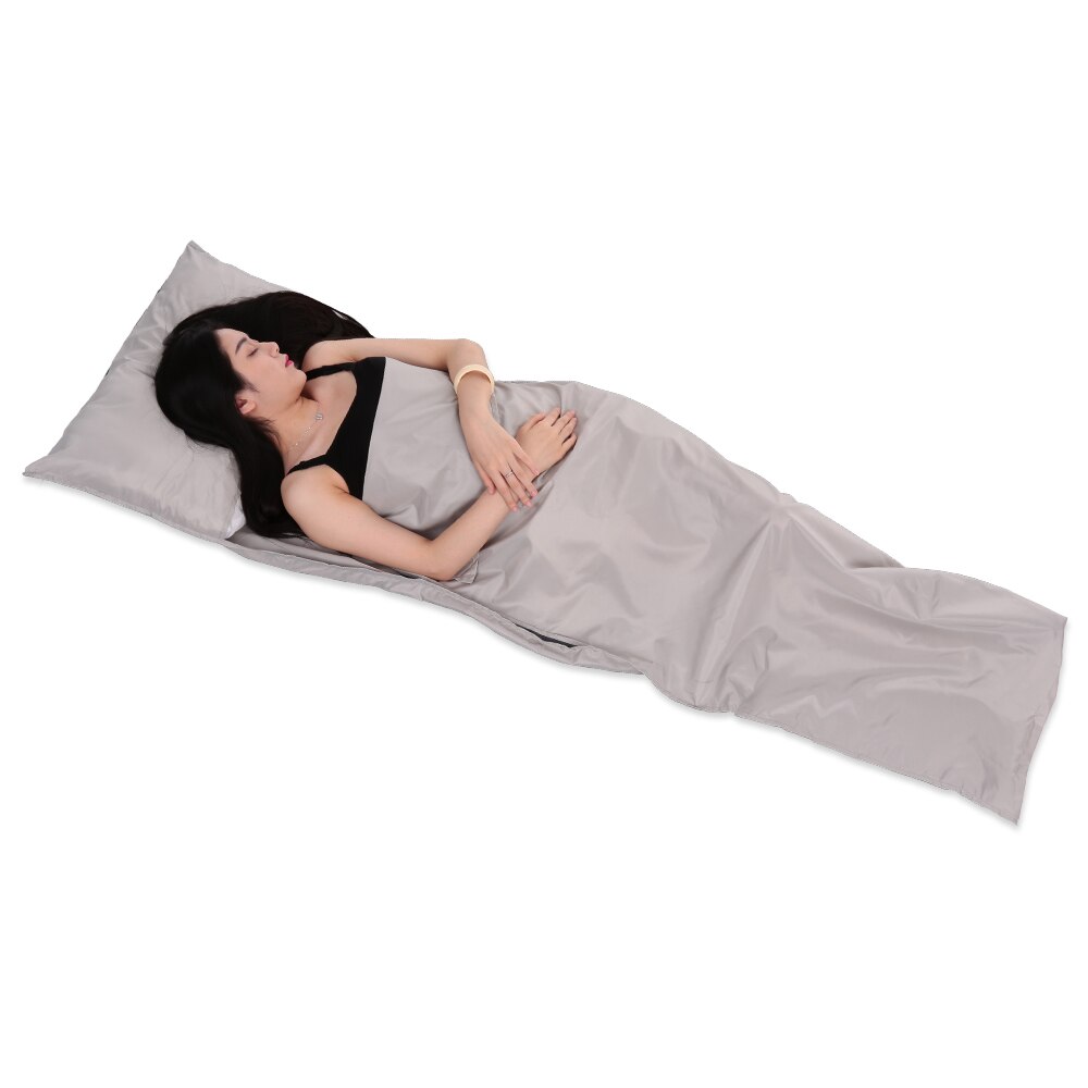 Letvægts 70*210cm bærbar udendørs sovepose liner polyester pongee enkelt soveposer camping rejse hotel sovepose: Lysegrå
