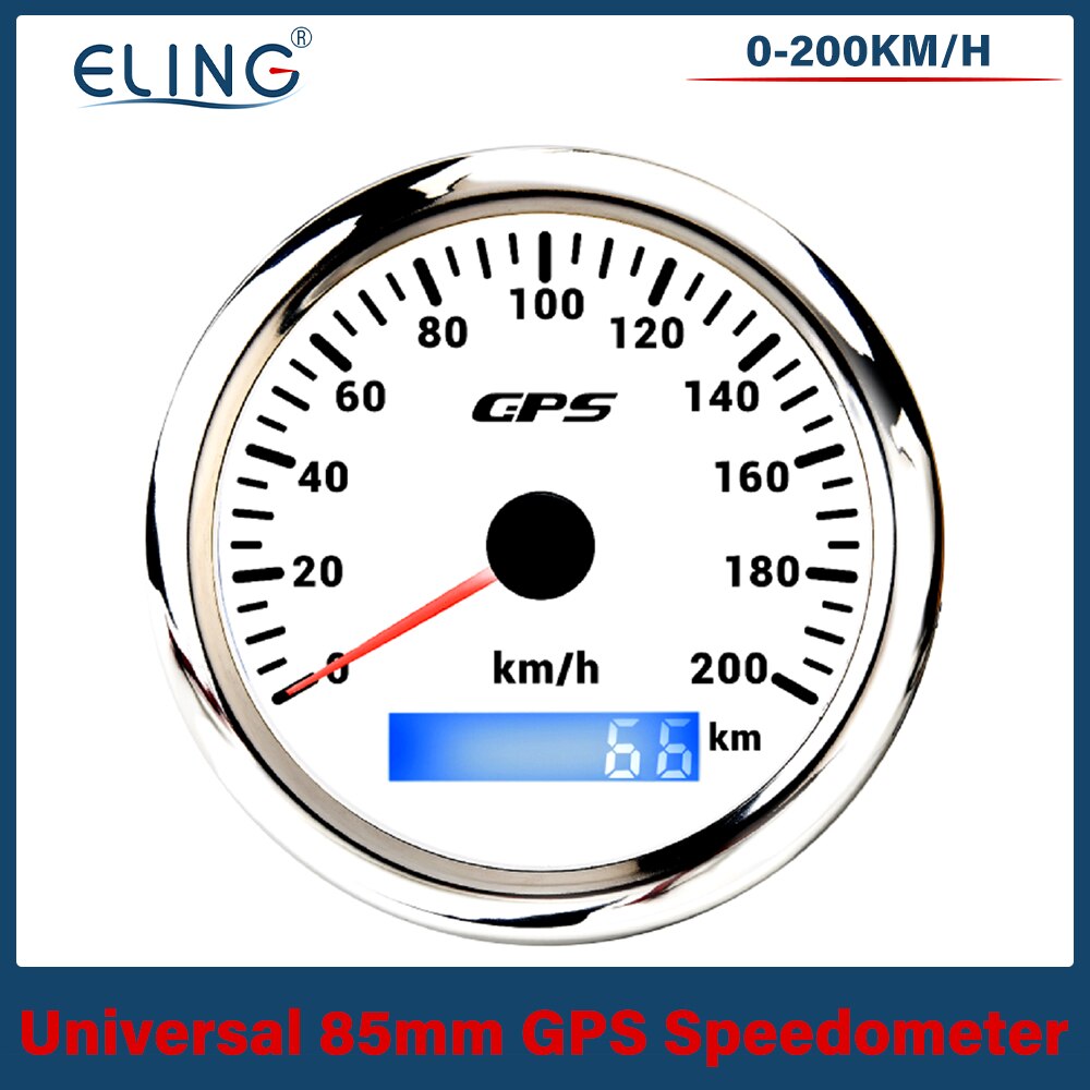 Velocímetro universal 30/60/120/200 km/h 30/60/80/120/160/200mph de eling de 85mm gps com luz de fundo de 7 cores da antena de gps para o carro do barco: 200KWS