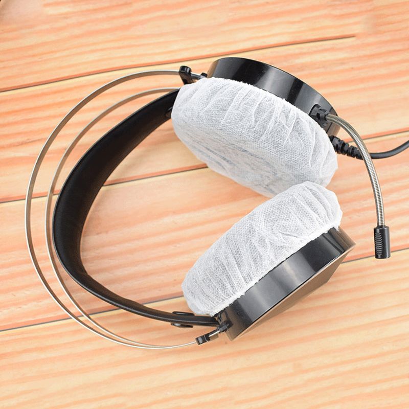 100 stuks/zak wegwerp hoofdtelefoonhoes non-woven oorkapkussen 10-12cm hoofdtelefoons