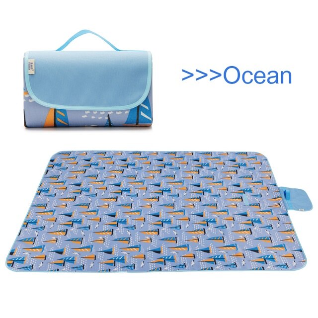 145*80cm 145*200cm Folding Waterproof Camping Mat Portable Outdoor Travel Picnic Blankets For Climbing Hiking Beach: Ocean / 145x200CM