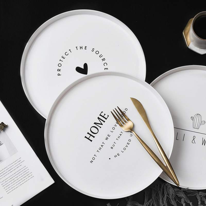 Round Breakfast Plate Tea Cup Tray Dim Sum Plastic Tray Steak Dish Plate Round Steak Dish tableware dinnerware