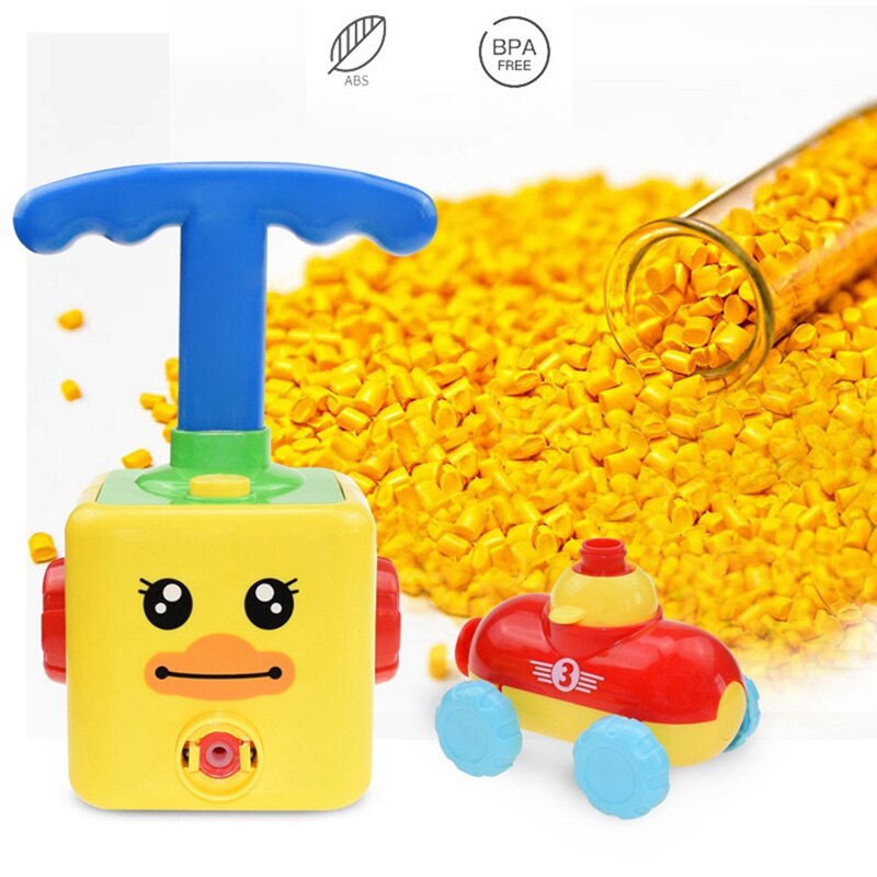 Ballon Aangedreven Launch Auto Opblaasbare Ballon Pomp Hand Push Mini Plastic Air Power Ballon Racer Voertuig Auto Speelgoed Voor Kinderen