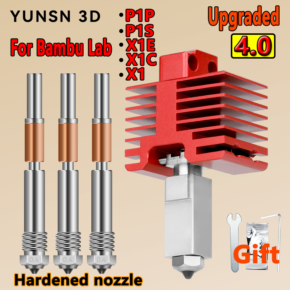 Nuovo aggiornamento TZ4.0 Hotend per BambuLab P1S, P1P, X1, X1C, X1E Ugello in acciaio temprato monopezzo caldo fine kit Accessori per stampante 3D