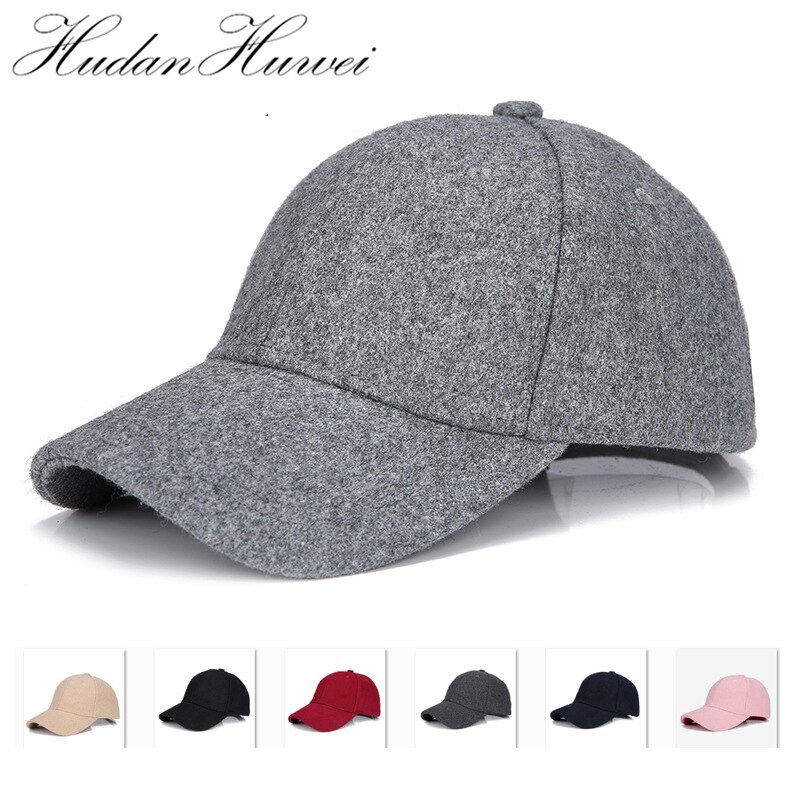 Høst vinter unisex ull filt baseball caps ensfarget casquette chapeau trilby trucker lue for menn kvinner