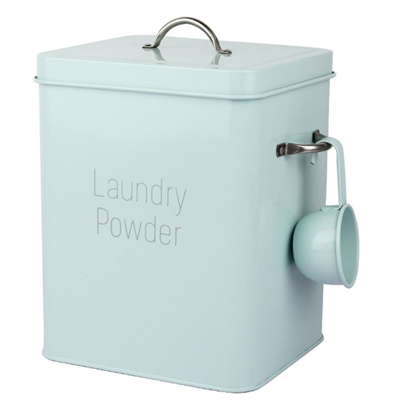 Best Beautiful Powder Coating Metal Zinc Laundry Powder Boxes Storage with Scoop: green / L
