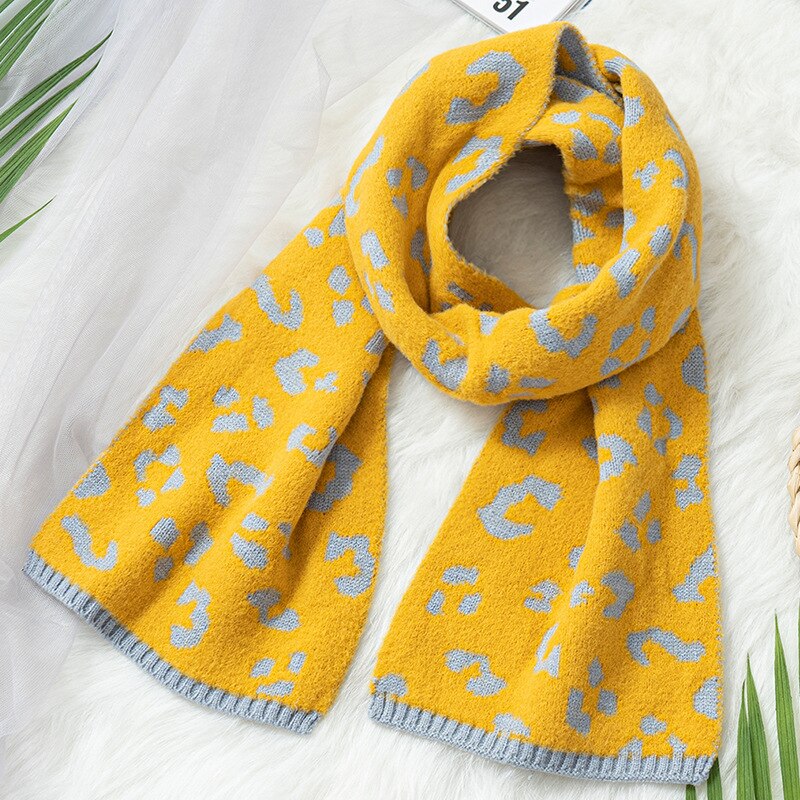 Kids Jongens Meisjes Winter Warm Breien Sjaal Hoed Handschoen Kinderen Baby Sjaals Effen Kleur Geel Rood Gebreide Caps: D(1pc scarf)