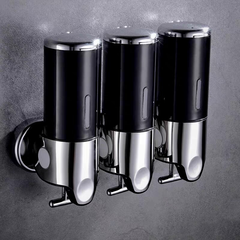 Badkamer Schuim Zeepdispenser Handdesinfecterend Houder Wall Mount Zeep Shampoo Head Vloeibare Douche Dispenser Voor Badkamer Accessoires: 3 Black