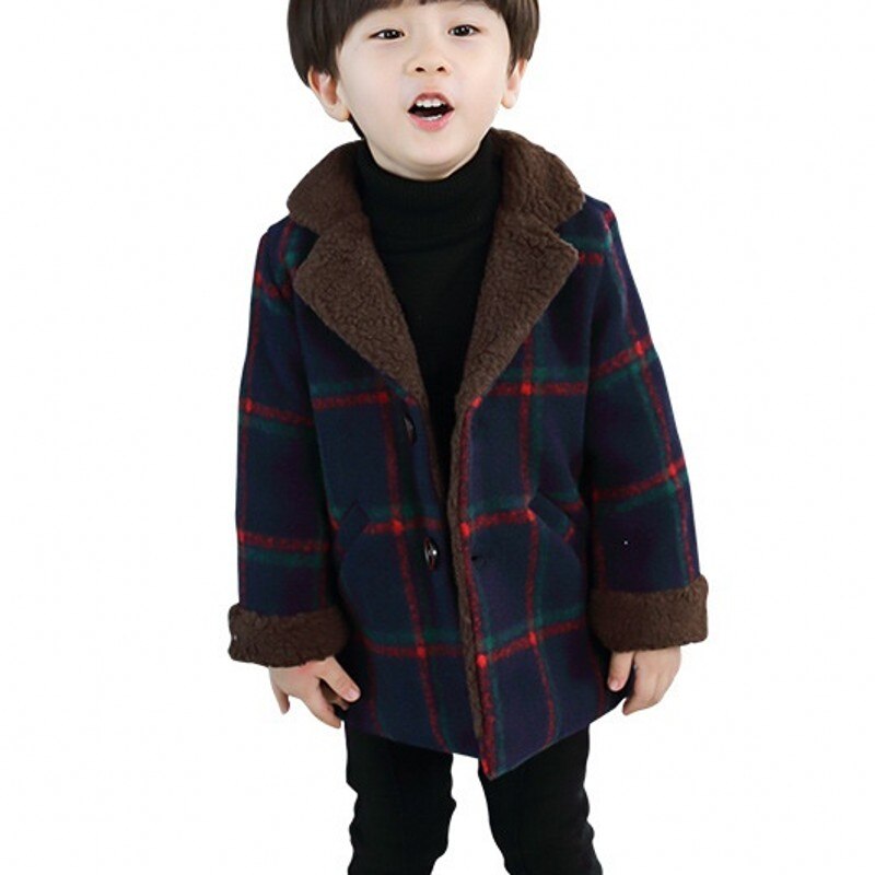 Veste polaire à carreaux pour garçon, manteaux pour enfants, épaisseur plus chaude, à la , hiver automne, 8JK036