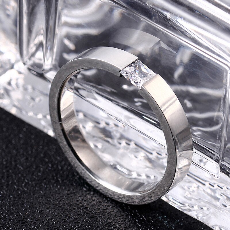 Anel de aço inoxidável para homens e mulheres, anel sólido de 4mm