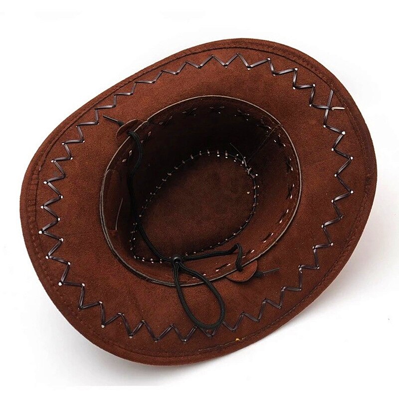 Café sombrero de vaquero hombres gamuza aspecto Wild West Fancy vestido mujeres damas Cowgirl Unisex sombrero más Casual verano