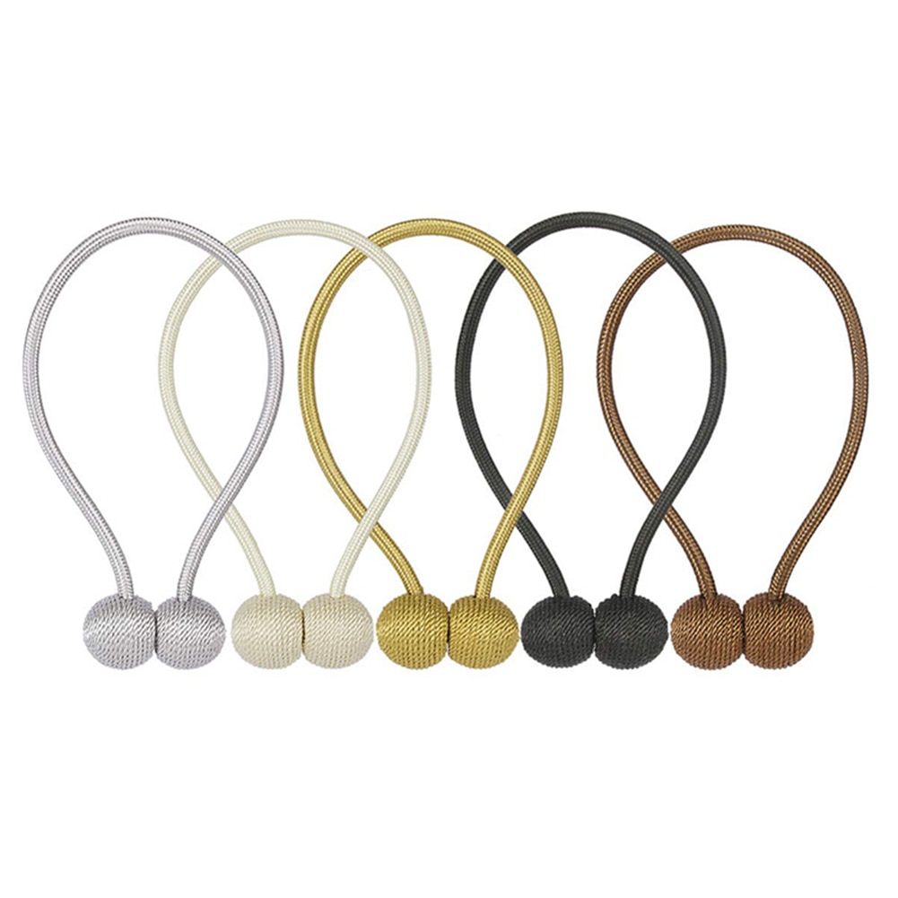 1 Pair of Curtain tie Buckles Straps Magnetic Pearl Ball Curtain Tiebacks Tie Backs Holdbacks Magnetism Curtain Buckle Rope