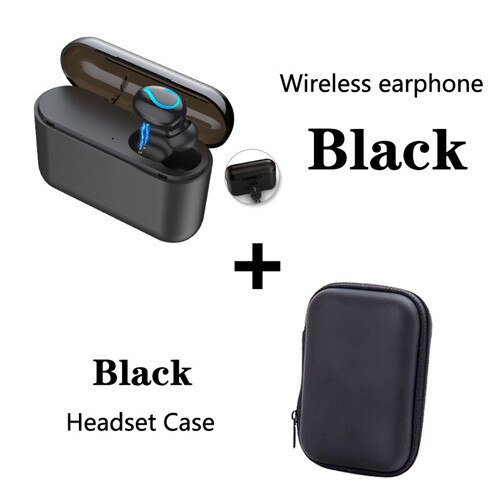 Mini Bluetooth 5.0 Earphones For Huawei Honor 20 10 10i 20i 10 9 Lite 8C 8X Play v10 v20 6a 6c 6x lite 8x max Wireless Earbuds: single add Black bag