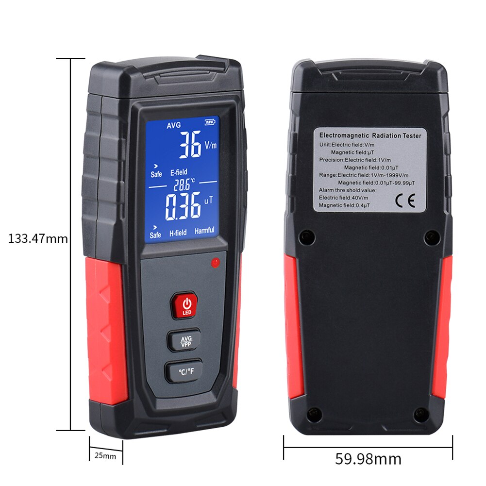 Measurement Tools Rechargeable Electromagnetic Field Radiation Handheld Detector Emf Meter Counter Emission Dosimeter Computer