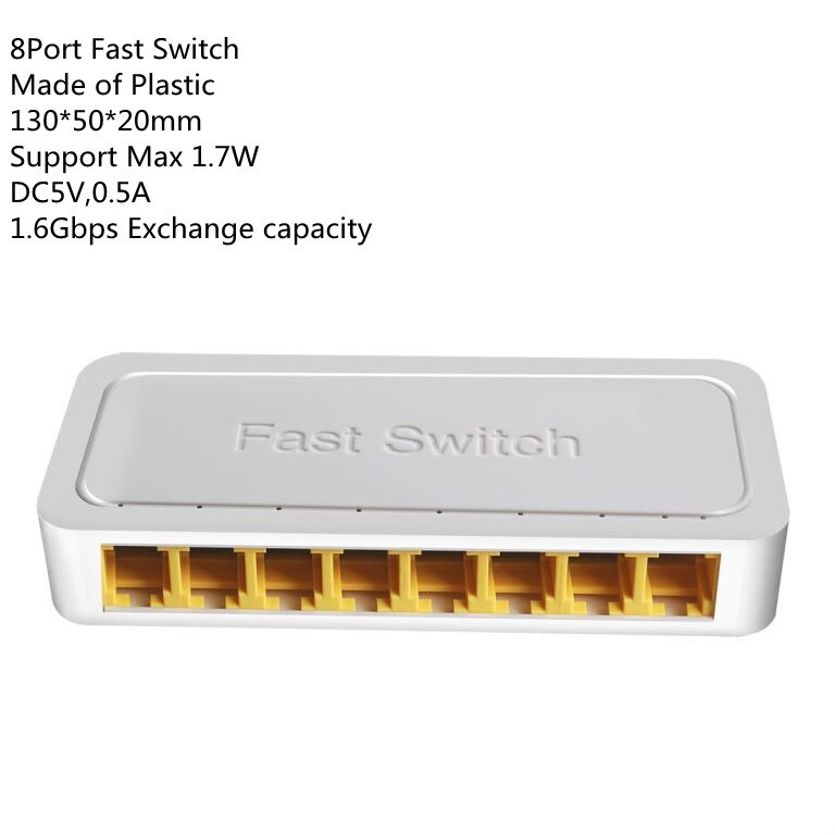 Mini 8Port Network Switch Desktop Gigabit Fast RJ45 Ethernet Switcher LAN Switching Hub Shunt Adapter 10/100Mbps: 8Port Fast Switch A