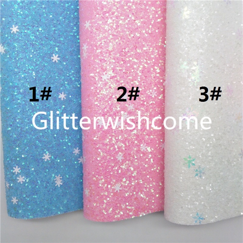 Glitterwishcome 21 x 29cm a4 storlek julglitter, snöflinga på tjocka glittertygslakan för rosetter , gm918b