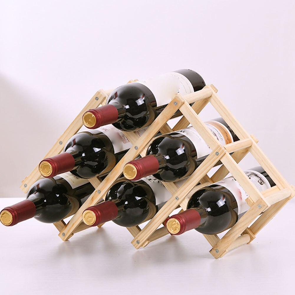 Estantes plegables de madera para vino, soportes de armario para botellas, estante de madera, organizador de almacenamiento para vitrina retro