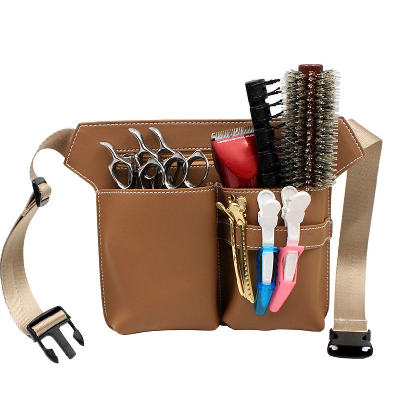 Professionele Kapper Schaar Tas Taille Pack Pouch Kapsalons Kapsalon Tool: brown