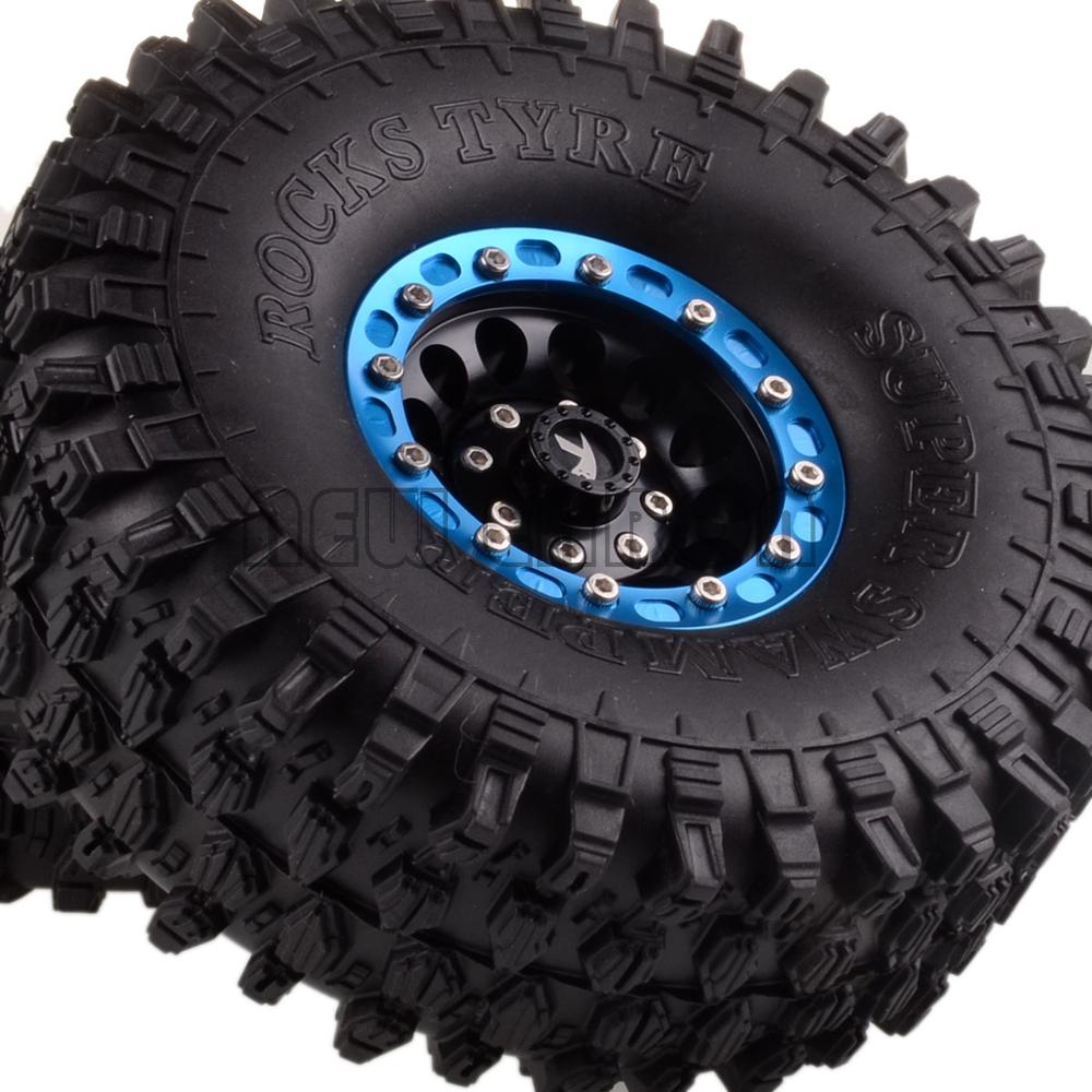 ENRON 1P 1.9" Metal Wheel RIMS & 120mm Super Swamper Rocks Tyre Tires RC 1/10 1:10 Rock Crawler Axial SCX10 SCX10 II 90046