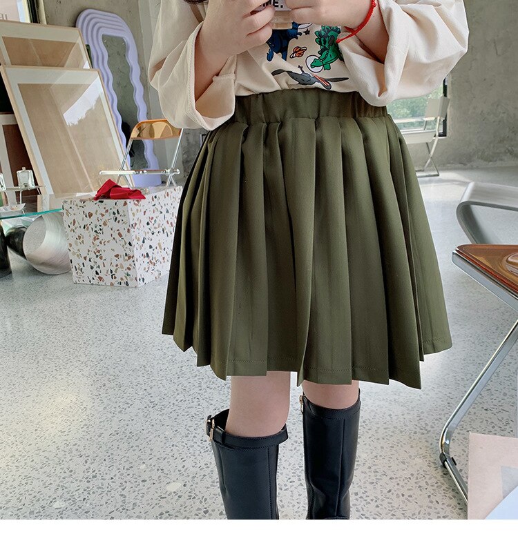 Gonne a pieghe verde primavera bambina gonna carina bambina 2-7Y