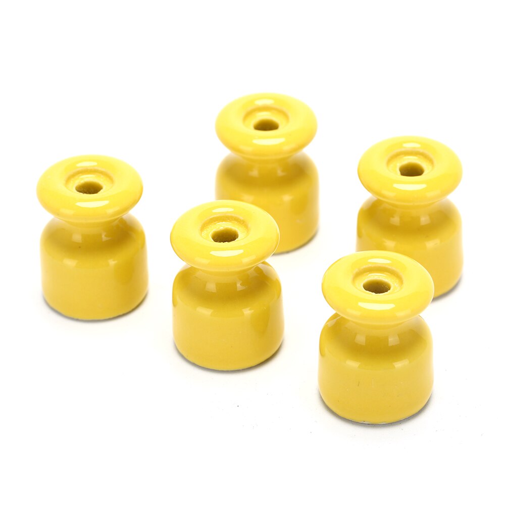 Isolant électrique en porcelaine, pour câblage mural, isolant en céramique haute fréquence, 5 couleurs, 5 pièces/lot: Yellow