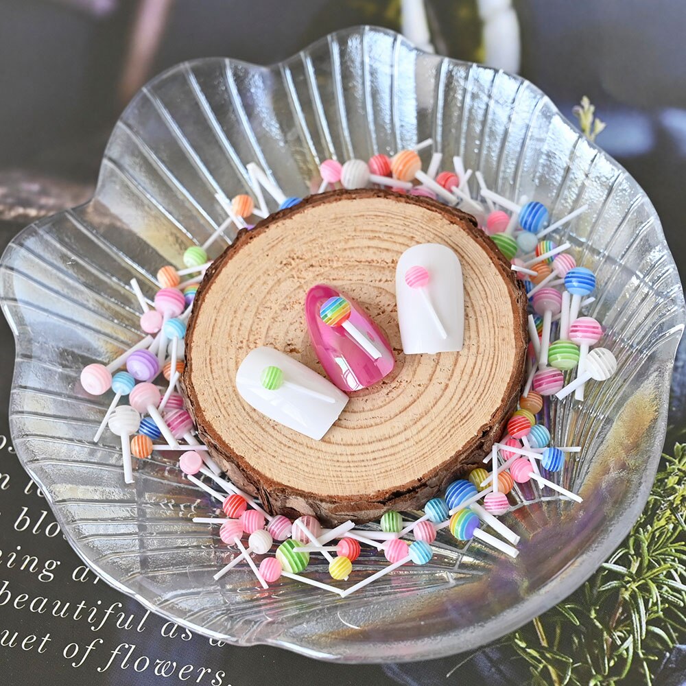 20/50 stk sød slikkepind nail art dekoration harpiks koreansk dejlig slik charms blandet farve sommer mini lolly bonbon manicure dele