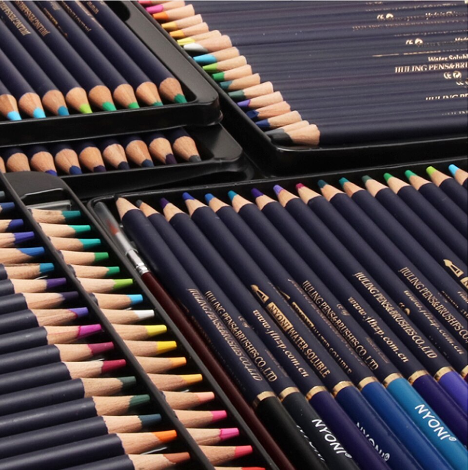 NYONI 36/48/72Colors Watercolor Pencils Set Drawing Pencils Crayons Lapices De Colores Colored Pencils Art Sketch Colour Pencil