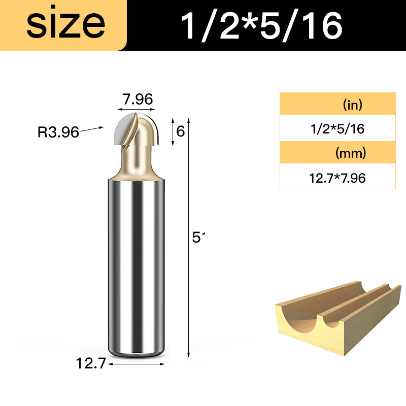 Houtbewerking Core Box Ronde Cove Neus Bit Hardmetalen Cnc Groef Gereedschap 1/2 1/4 Shank Frezen Voor Hout Frezen cutter: 4mm