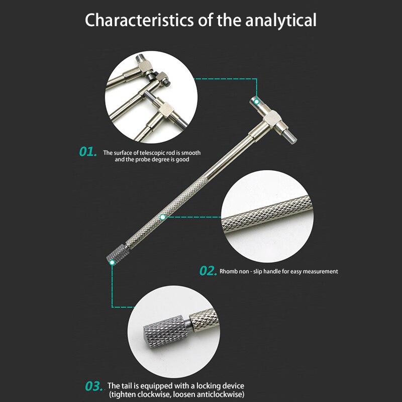 Telescoping Gauge Set 8-150mm (5/16"-6") Hole Gauge Internal Gauge Micrometer For Quick Inside Measuring Tools 6pcs/set