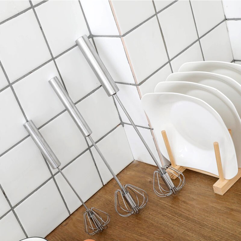 Fouet portatif Semi-automatique en acier inoxydable, ustensile de cuisine ménager