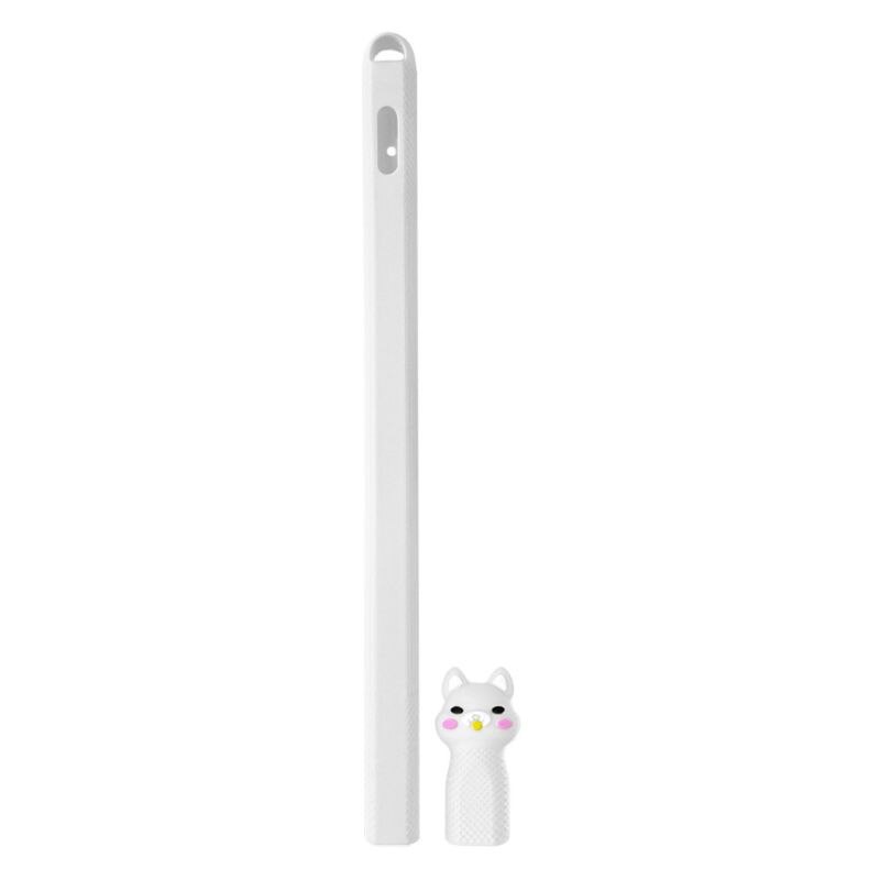 1Set Carino Modello Animale Supporto Della Penna Cassa Molle Del Silicone di Protezione Del Sacchetto Della Protezione Della Copertura Della Pelle per Apple Matita 2nd X6HA: WHITE