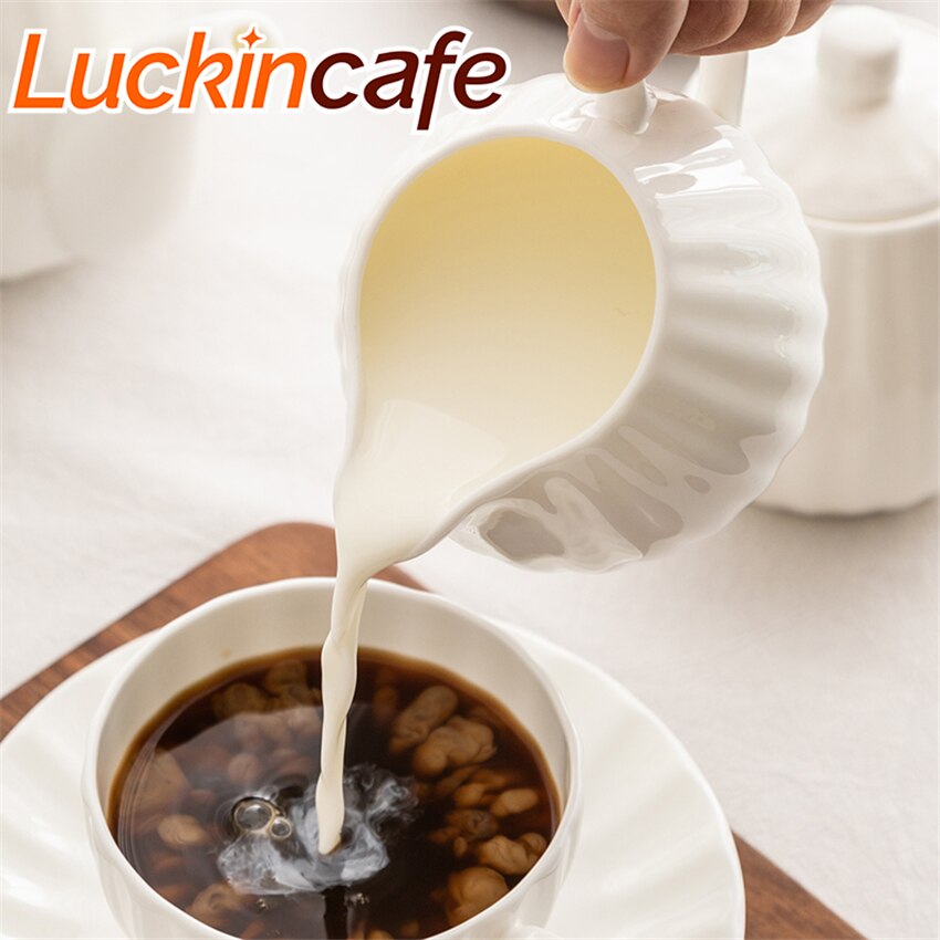 Keramische spigot cup koffie melk cup kleine melk tank melk pot melk cup bloem bone china Britse opluchting koffie apparaat bijpassende
