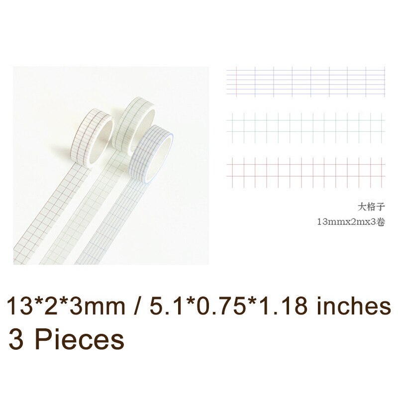 4 Stks/set Effen Kleur Washi Tape Set Leuke Masking Tape Kawaii Decoratieve Plakband Grid Washi Tape Scrapbooking Stok Label: 3