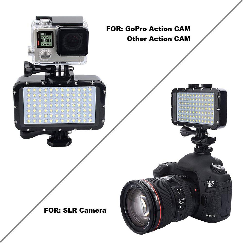 Tuotteelle gopro canon nikon sony slr kamera 84 led suuritehoinen himmennettävä vedenpitävä 500 lumen led -videovalo 50m vedenalainen sukellusvalo
