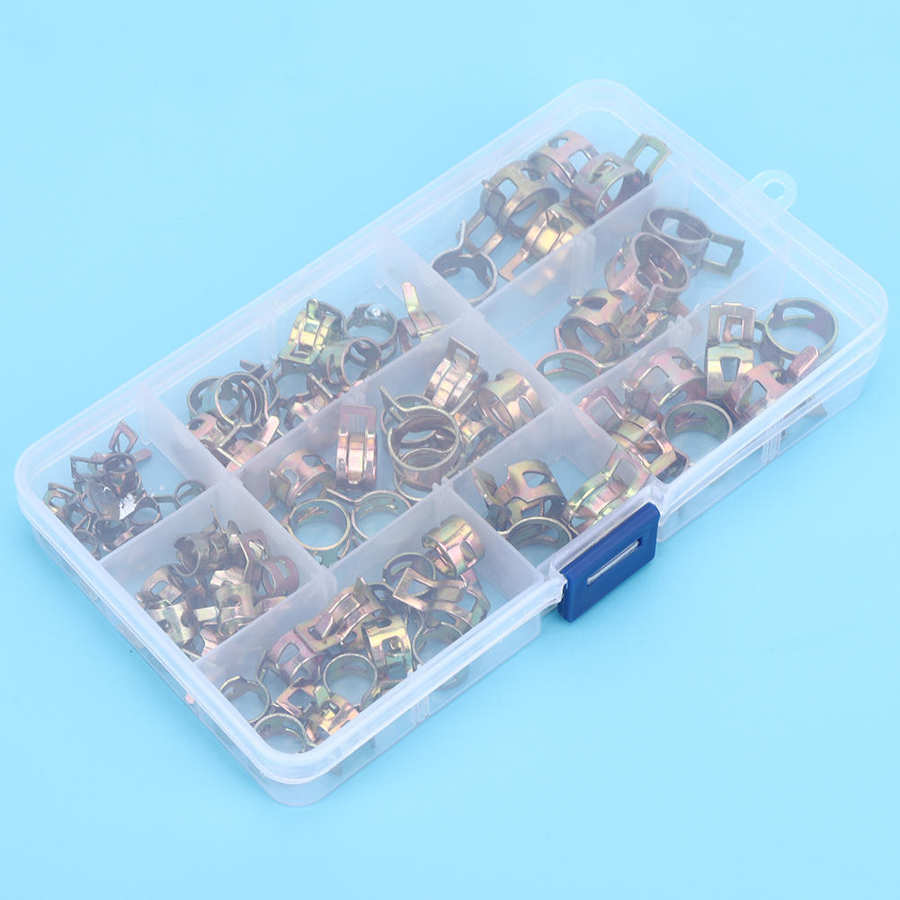 80pcs/set Galvanized Hose Clamps Spring Clamp 6-15mm Tube Hose Clamp Assortment Set for Hose Air Hose Water Pipe
