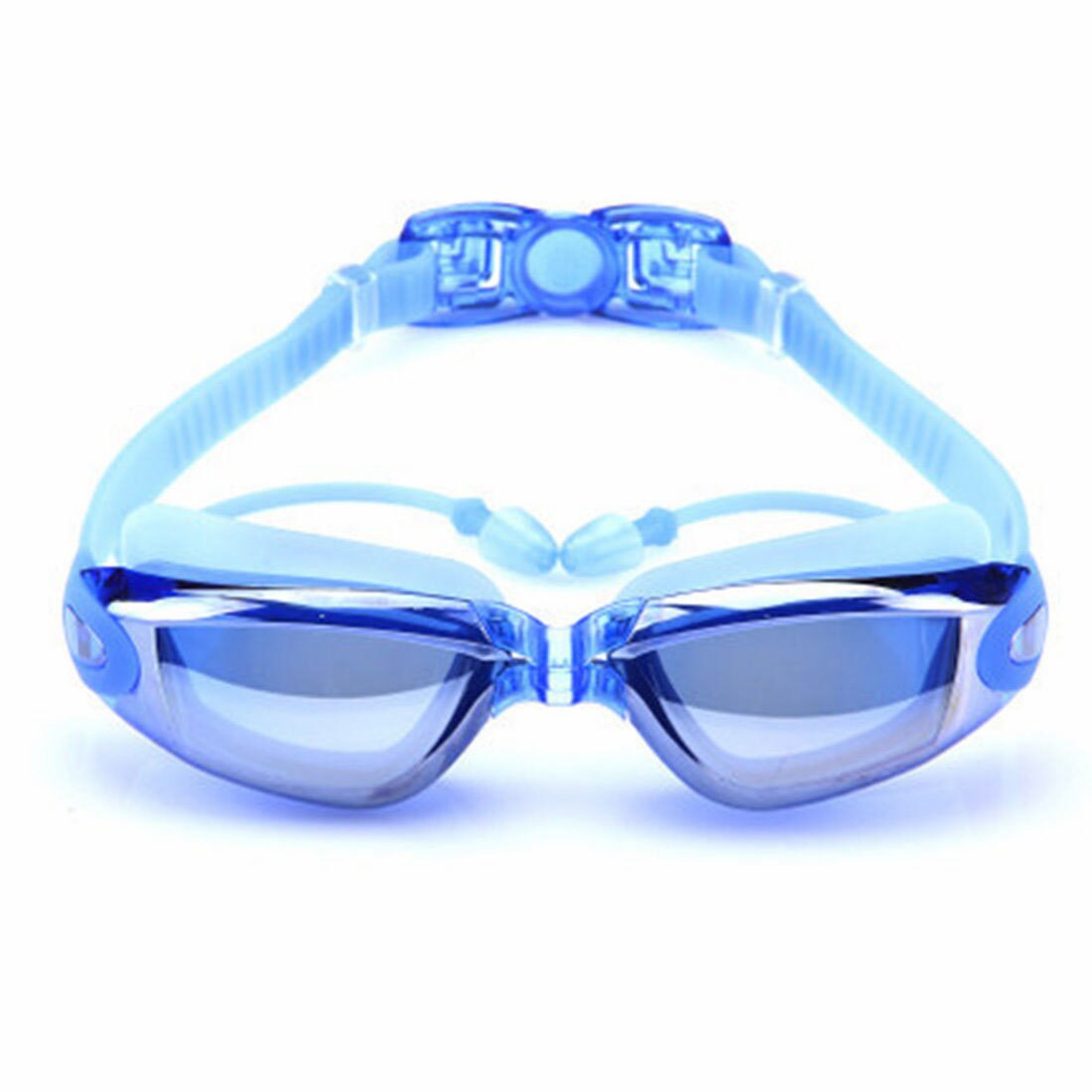 Waterdichte Zwemmen Brillen Lunette Plongee Anti Fog Dioptrie Zwemmen Googles Met Oordopjes Voor Volwassen Sport Bril: Blue