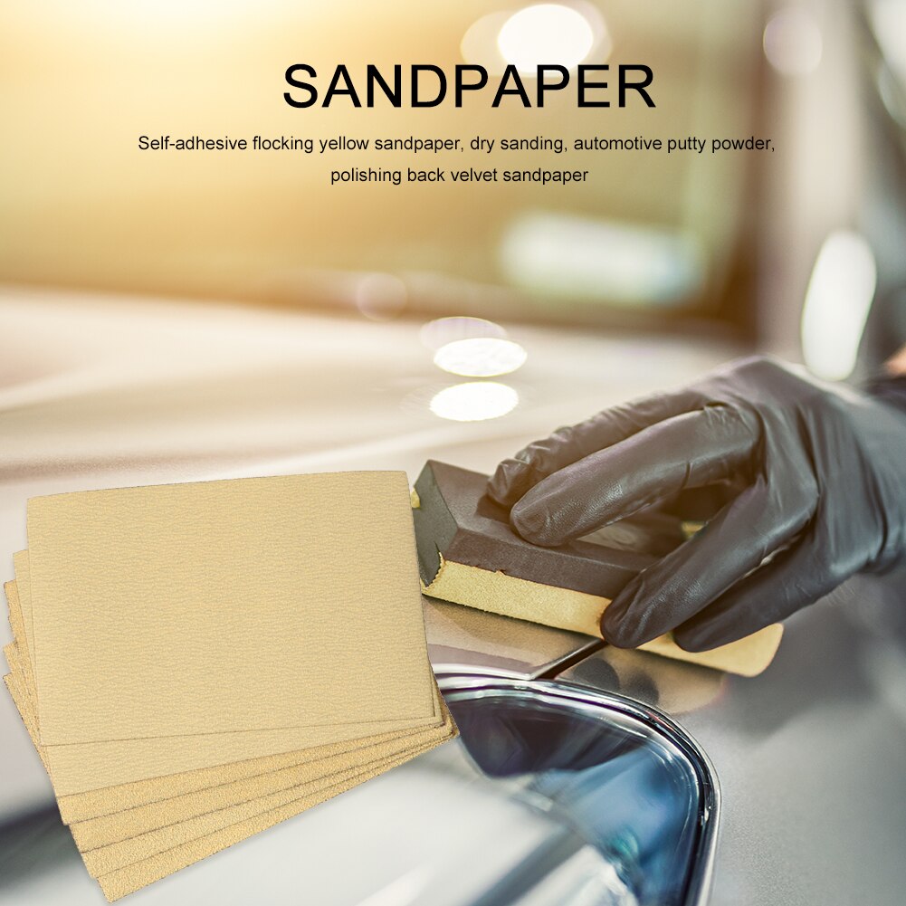 Self-adhesive Sandpaper Yellow Sand Paper Dry Grinding Flocking Sanding Sponge Rectangular Polishing Grinding Tool