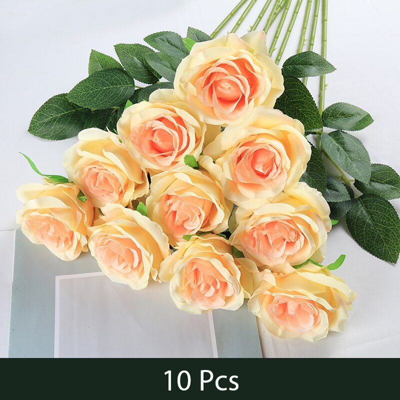 10 Pcs Rose Artificielle Flower Silk Rose Flower 50cm High Wedding Flowers Decoration Luxury Home Decor Valentine Day