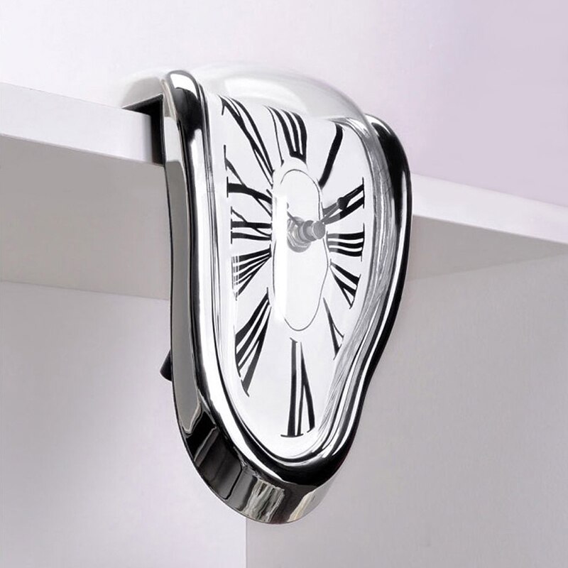 Horloge murale déformée créative de Style Salvador Dali, horloge murale à aiguille à Quartz blanche/noire/or, décoration de maison
