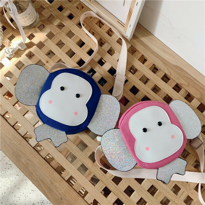 Girls Cute Animal Monkey Shoulder Bag Child Round Messenger Crossbody Handbag Baby Kids Cartoon Mini Coin Purse