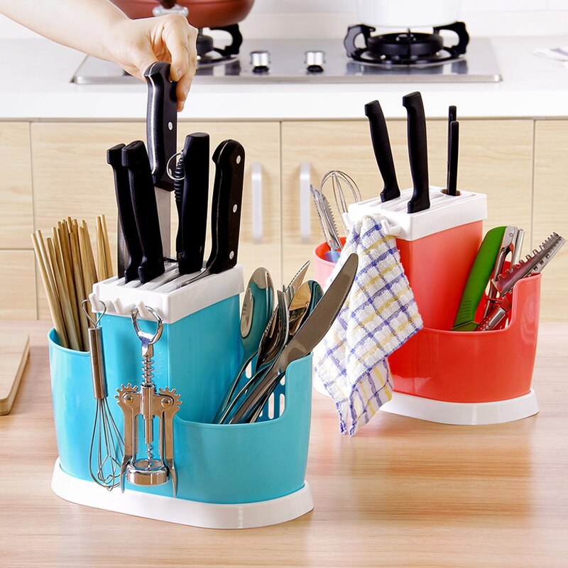 1 Pcs Multifunction Plastic Shelving Dish Chopsticks Cutlery Storage Rack Drain Holder Strainer Stand Kitchen Tool