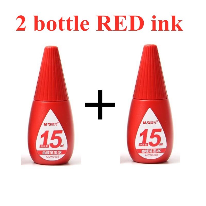 M&amp;G Erasable Whiteboard Marker Pen 1 Pcs Blackboard + 1 Ink Bottle Set Office Markers Dry Erase Blue Black Red Office Supplies: 2 bottle RED ink